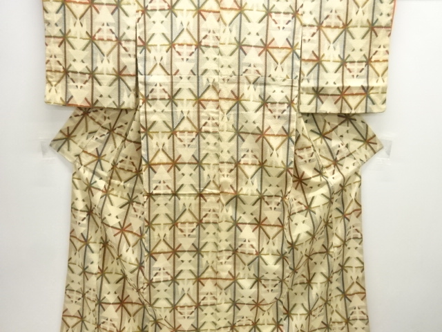 JAPANESE KIMONO / ANTIQUE KIMONO / SILK / HON SHIOZAWA / WOVEN GEOMETRIC